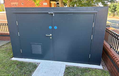 P and F Cladding - doors - designed and creating new bin store - in situ