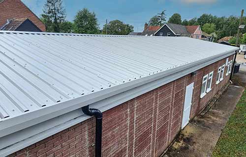 P and F Cladding - Crowfield Village Hall - overclad with insulation